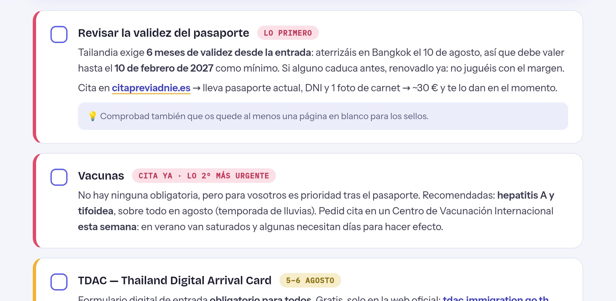 Checklist de trámites